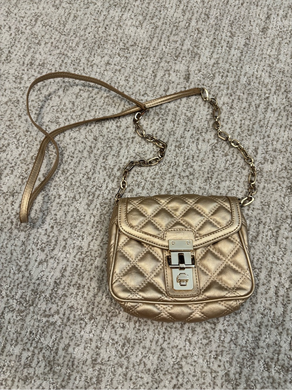 Banana Republic Metallic Gold Quilted Crossbody with Chain Strap
